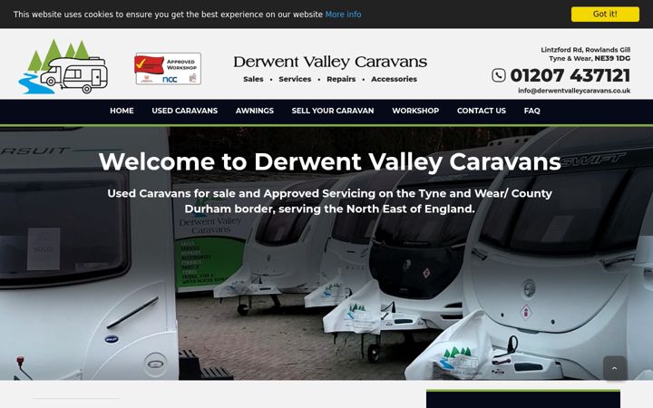 Screenshot of derwentvalleycaravans.co.uk