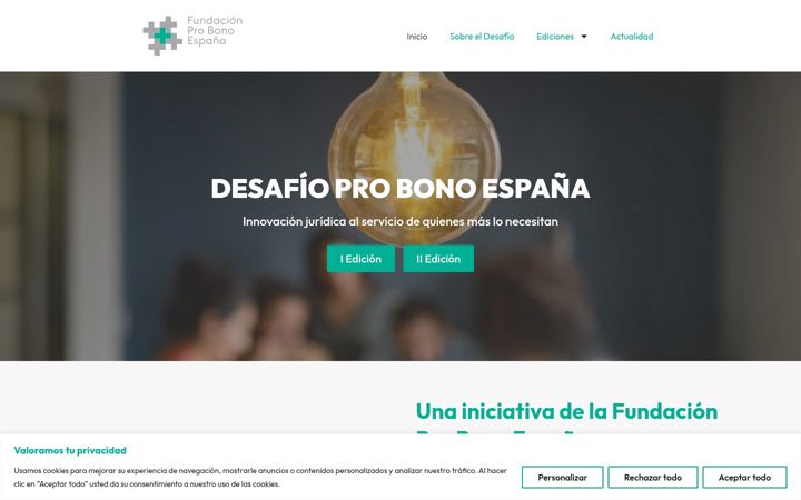 Captură de ecran a desafioprobonoespana.org