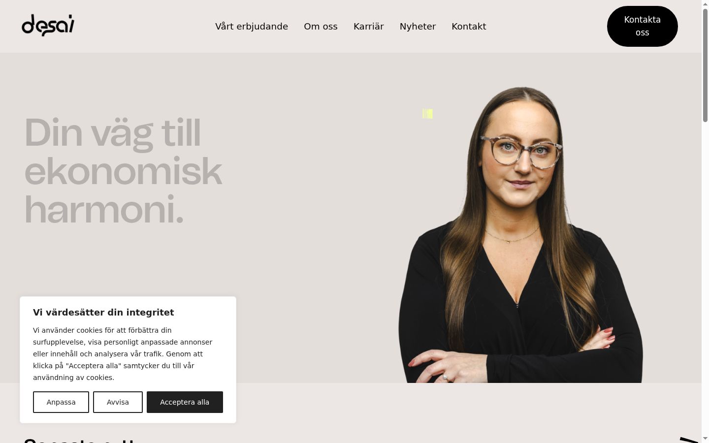 Skærmbillede af samtykkebanneret, som det blev vist før nogen interaktion