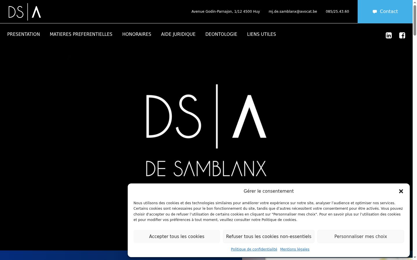 Capture d'écran de la bannière de consentement affichée avant toute interaction
