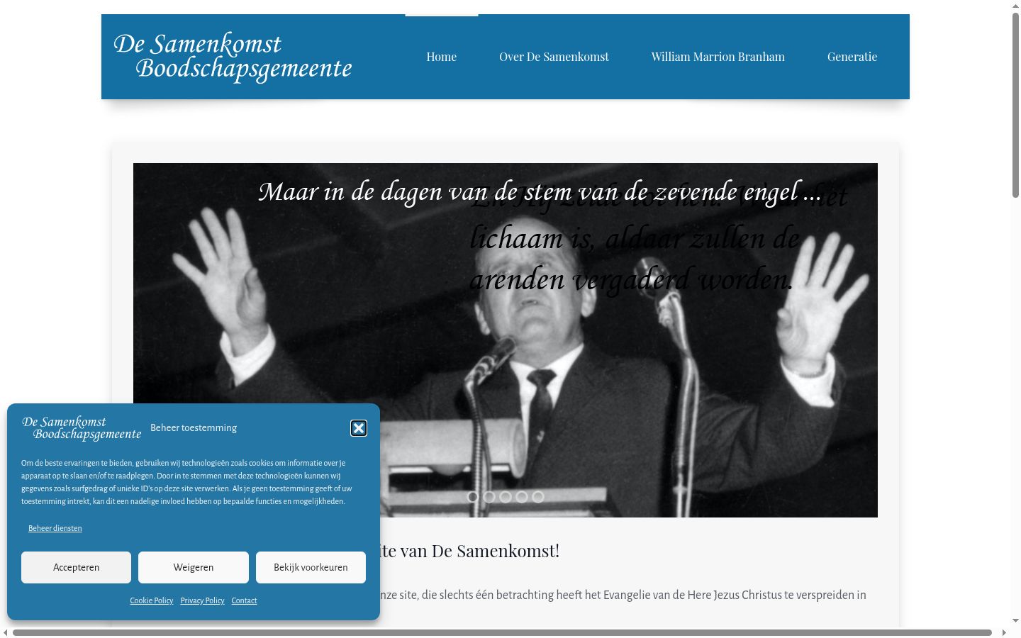 Skärmbild av samtyckesbannern som visades före någon interaktion