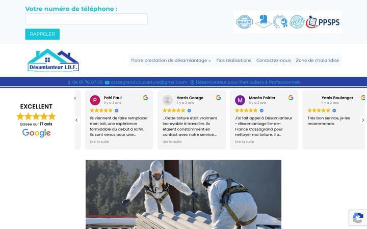 Screenshot di desamianteur-ile-de-france.fr