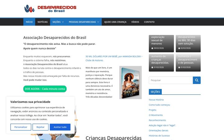 Screenshot of desaparecidosdobrasil.org
