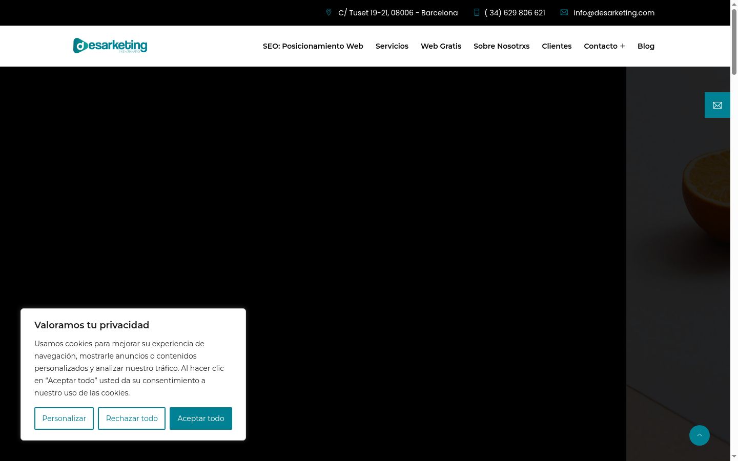 Screenshot des Einwilligungsbanners vor jeglicher Interaktion