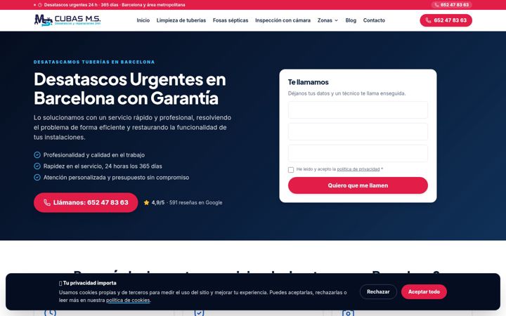 Captură de ecran a desatascos-tuberias.net