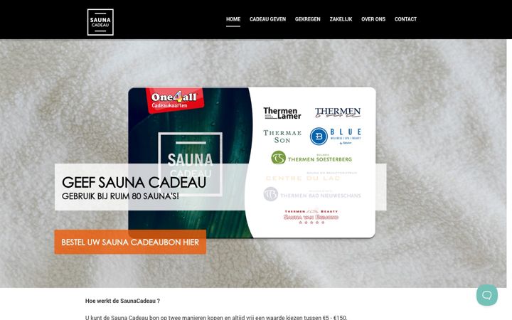 Screenshot of desaunacadeaukaart.nl