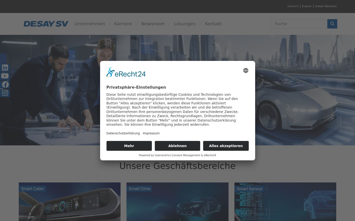Screenshot of the consent banner shown before any interaction