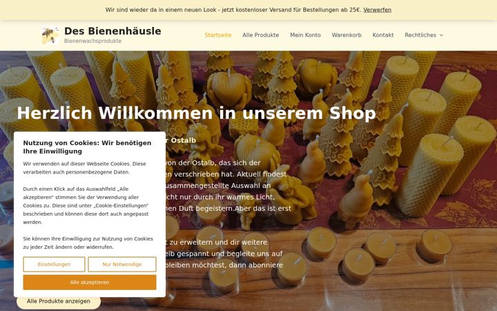 Screenshot of desbienenhaeusle.de