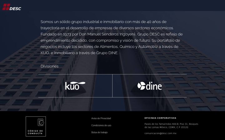 Screenshot of desc.com.mx