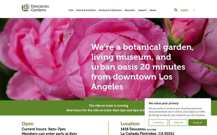 Screenshot of descansogardens.org