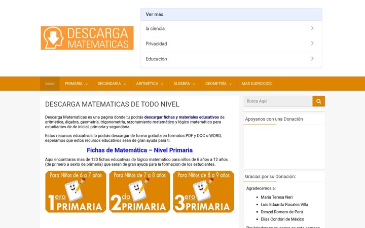 Screenshot of descargamatematicas.com