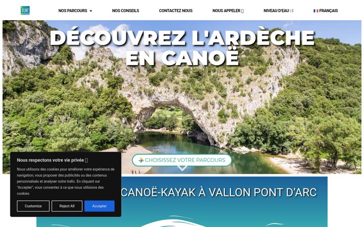 Screenshot of descente-canoe-ardeche.com