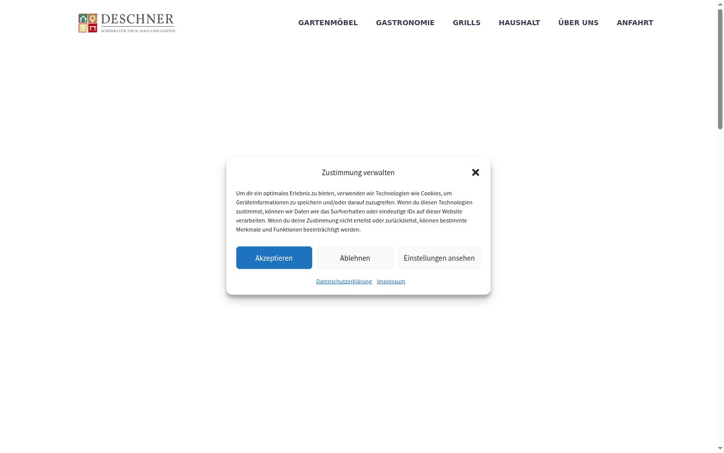 Screenshot des Einwilligungsbanners vor jeglicher Interaktion