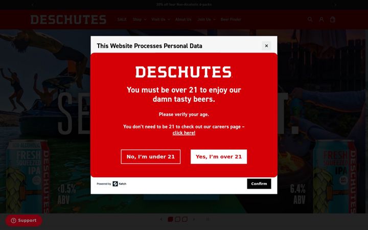 Screenshot of deschutesbrewery.com