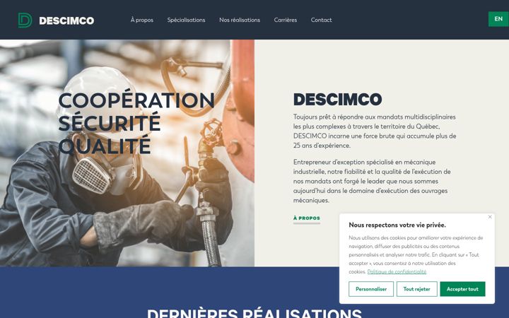 Екранна снимка на descimco.ca
