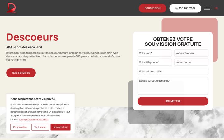 Screenshot of descoeursinc.com