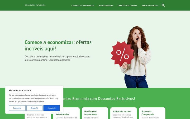 Posnetek zaslona descontosinfaliveis.com.br