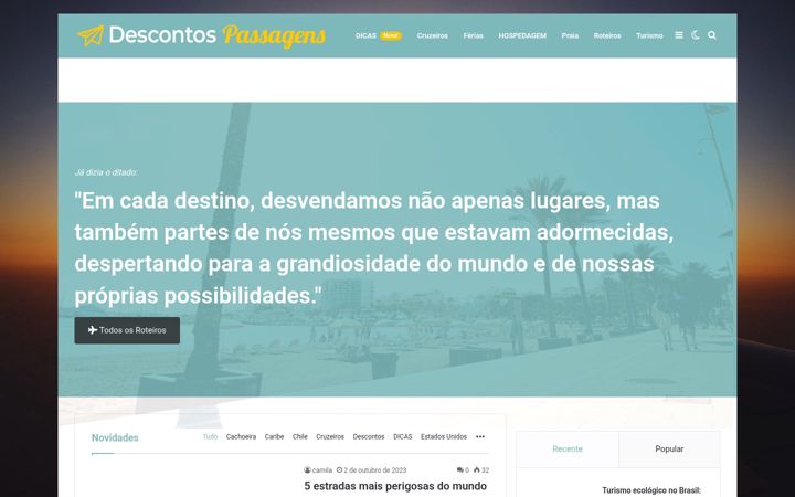 Posnetek zaslona descontospassagens.com.br