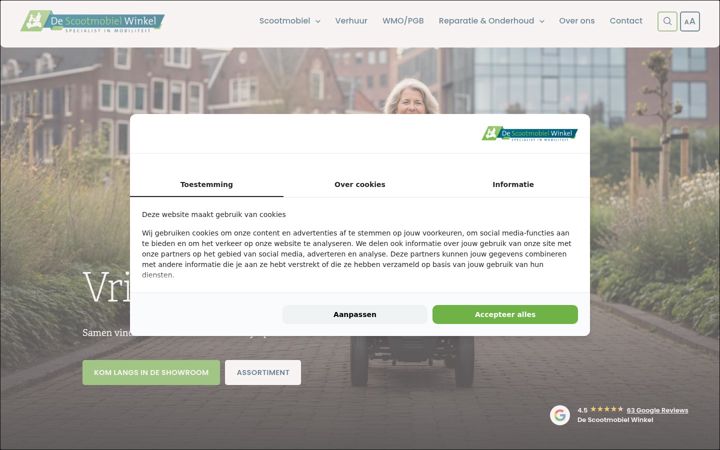 Skærmbillede af descootmobielwinkel.nl