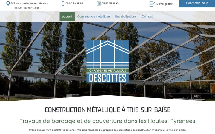 Screenshot of descottescharpentemetallique.fr
