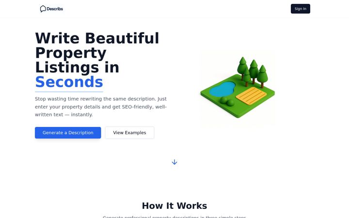 Screenshot of describs.com