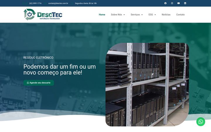 Posnetek zaslona desctec.com.br