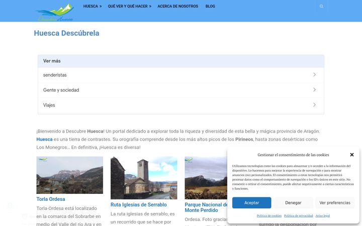 Screenshot of descubrehuesca.com