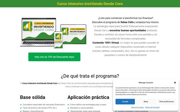 Screenshot of descuentocursos.com