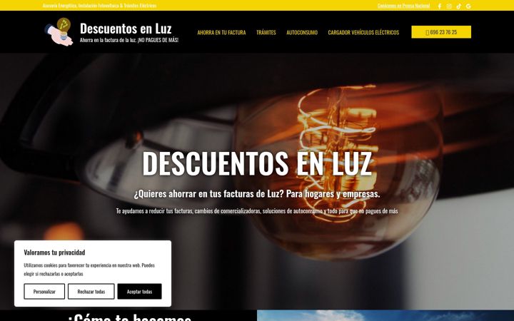 Screenshot of descuentosenluz.com
