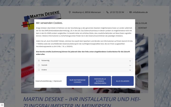 Screenshot von deseke.de