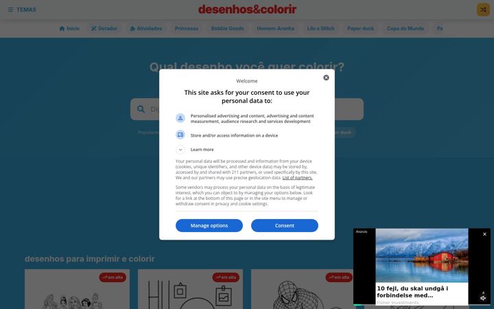Screenshot of desenhosecolorir.com.br