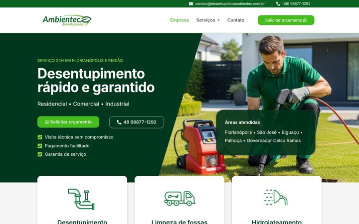 Captura de pantalla de desentupidoraambientec.com.br