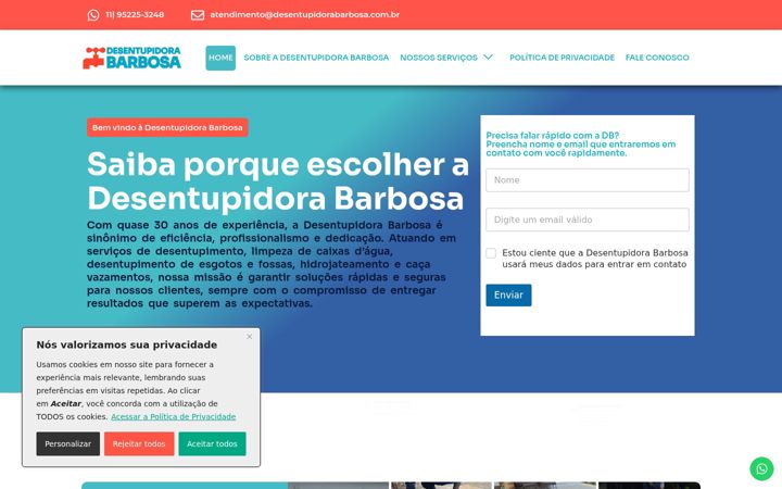 Captura de pantalla de desentupidorabarbosa.com.br