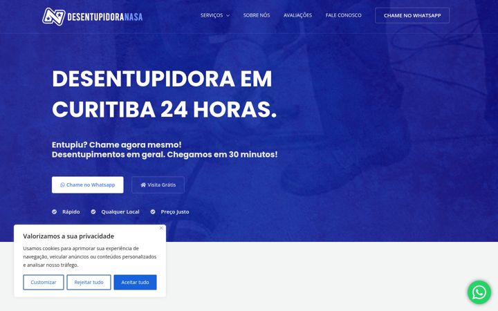 Captura de pantalla de desentupidoraemcuritiba24h.com.br