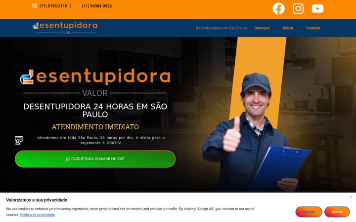 Captura de pantalla de desentupidoraemsaopaulo.sampa.br