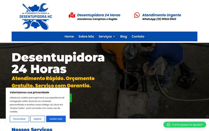 Captura de ecrã de desentupidorahc24horas.com.br