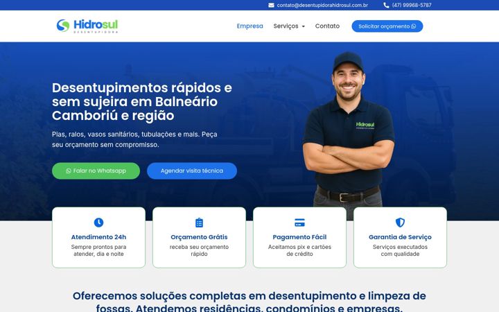 Captura de ecrã de desentupidorahidrosul.com.br
