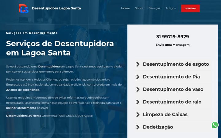 Captura de ecrã de desentupidoralagoasanta.com.br