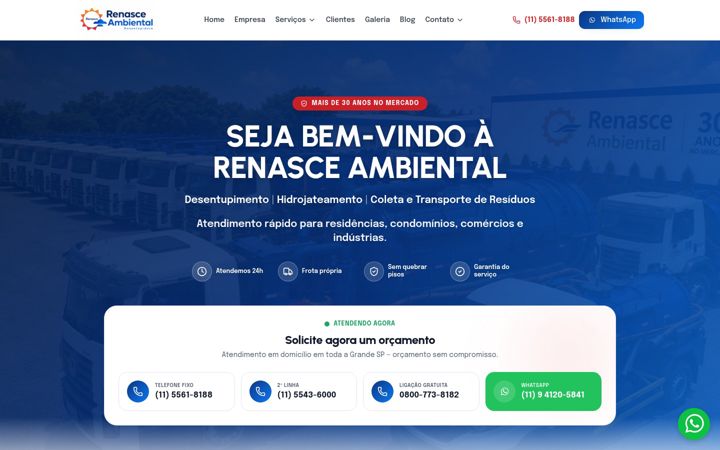 Captura de ecrã de desentupidorarenasce.com.br