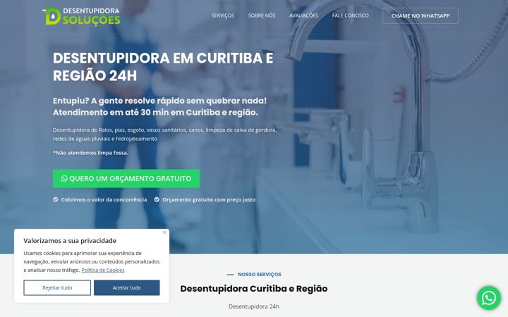 Captura de ecrã de desentupidorasolucoes.com.br