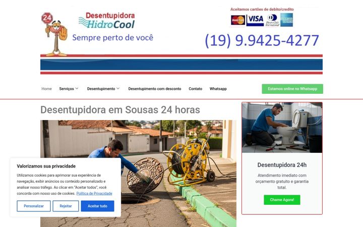 Captura de ecrã de desentupidorasousas.com.br