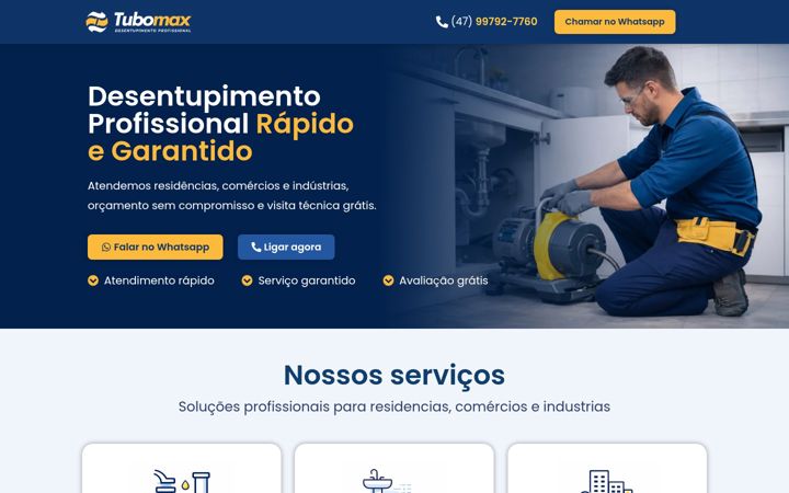 Captura de ecrã de desentupidoratubomax.com.br
