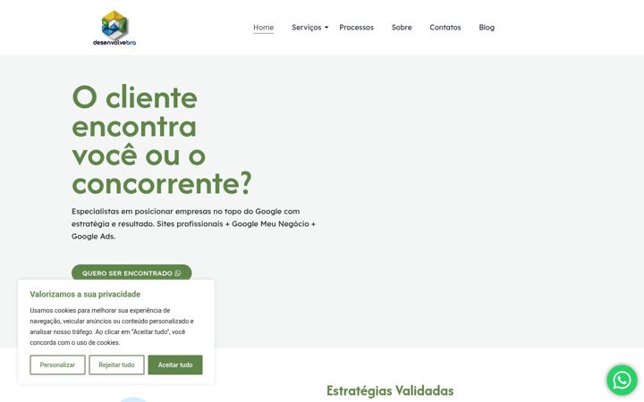 Captura de ecrã de desenvolvebra.com.br