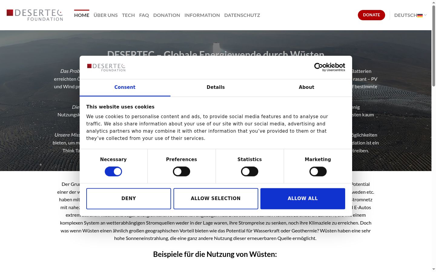 Captură de ecran a bannerului de consimțământ afișat înainte de orice interacțiune