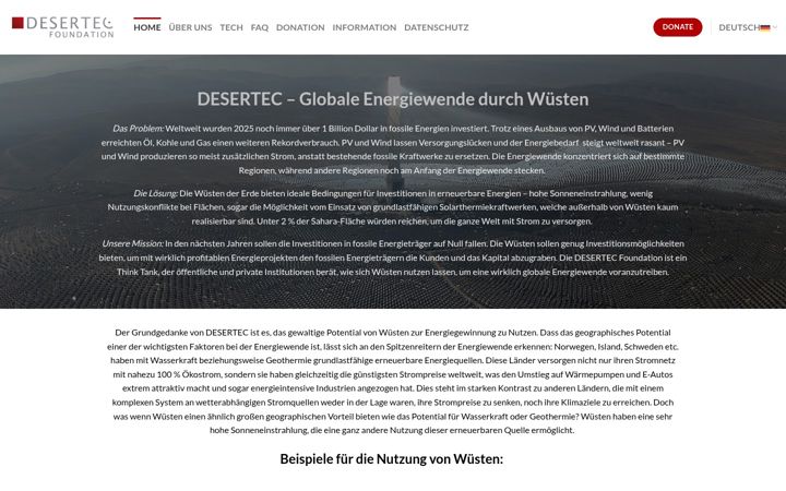 Captură de ecran a desertec.org