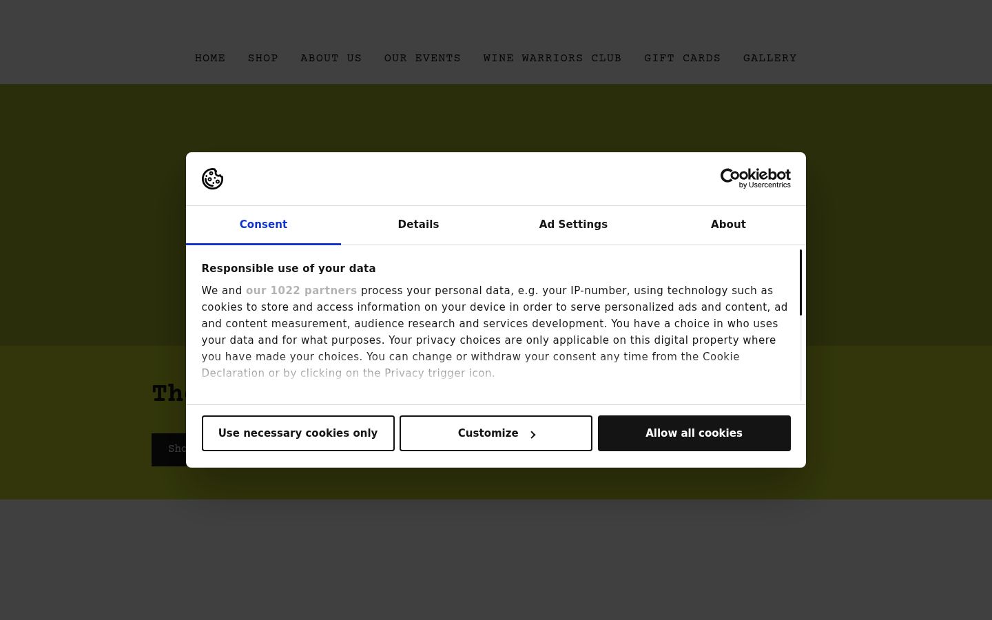 Capture d'écran de la bannière de consentement affichée avant toute interaction