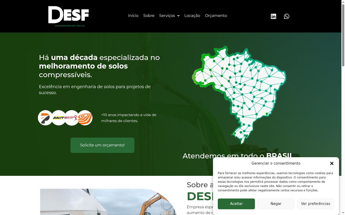 Captura de pantalla del banner de consentimiento mostrado antes de cualquier interacción