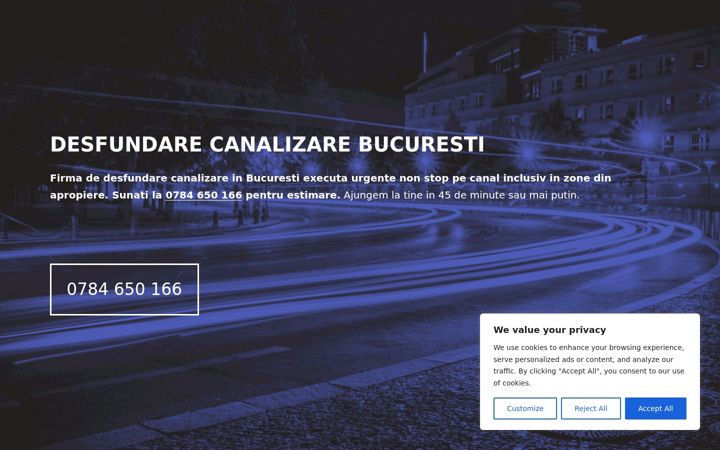 Screenshot of desfundare-canalizare-bucuresti.com
