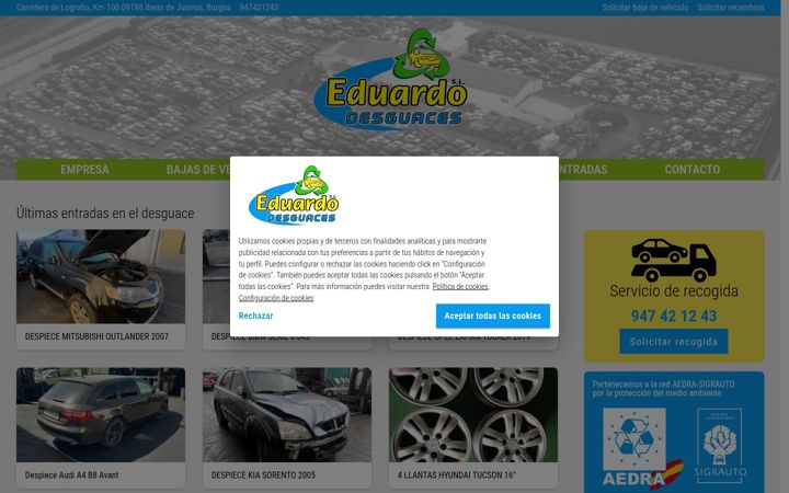 Screenshot of desguaceseduardo.com