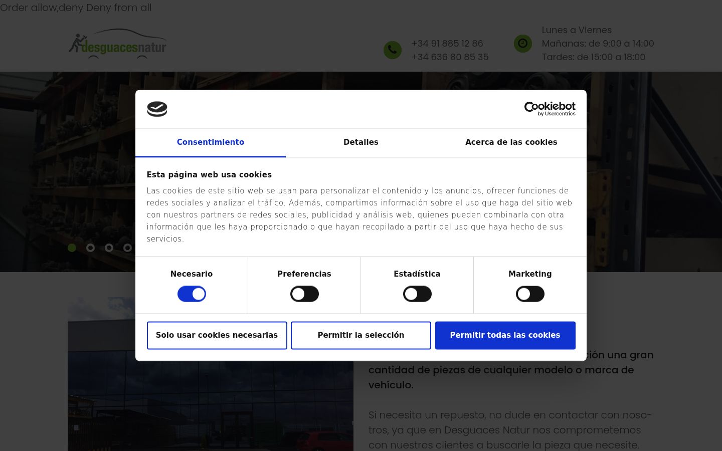 Screenshot del banner di consenso mostrato prima di qualsiasi interazione